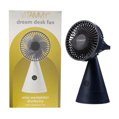 VITAMMY DREAM DESK FAN GRANATOWY Mini wentylator biurkowy USB, 4000 mAh