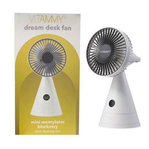 VITAMMY DREAM DESK FAN SZARY Mini wentylator biurkowy USB, 4000 mAh