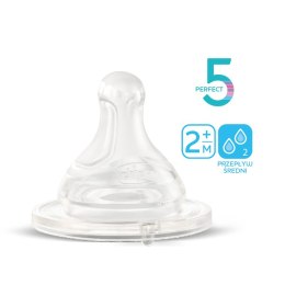 CHICCO PHYSIO 2M+ Smoczki antykolkowe silikonowe do butelki, przepływ średni, 2 szt.