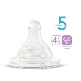 CHICCO PHYSIO 4M+ Smoczki antykolkowe silikonowe do butelki, przepływ szybki, 2 szt.