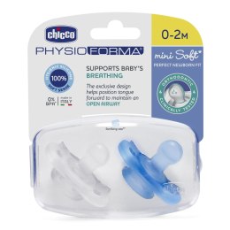 CHICCO PHYSIOFORMA MINI SOFT 0-2M BOY Smoczek uspokajający, silikonowy, 2 szt.