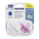 CHICCO PHYSIOFORMA MINI SOFT 0-2M GIRL Smoczek uspokajający, silikonowy, 2 szt.