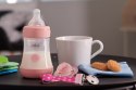 CHICCO GIRL Zestaw dla noworodka butelka antykolkowa Perfect5, smoczek mini soft, taśma