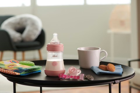 CHICCO GIRL Zestaw dla noworodka butelka antykolkowa Perfect5, smoczek mini soft, taśma