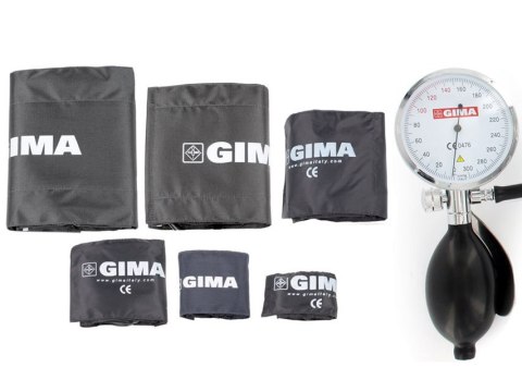 GIMA SIRIO KIT Ciśnieniomierz zegarowy, zestaw 5 mankietów z etui
