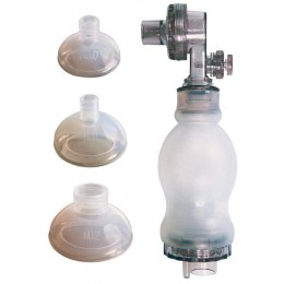 Resuscytator niemowlęcy silikonowy, maski 0-2, zawór bezpieczeństwa 300 ml