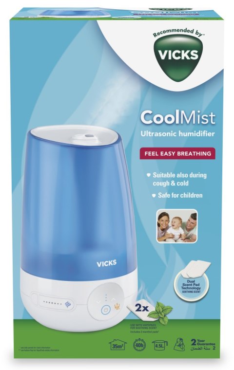 VICKS VUL565E4 COOL MIST Ultradźwiękowy nawilżacz powietrza z VapoPad