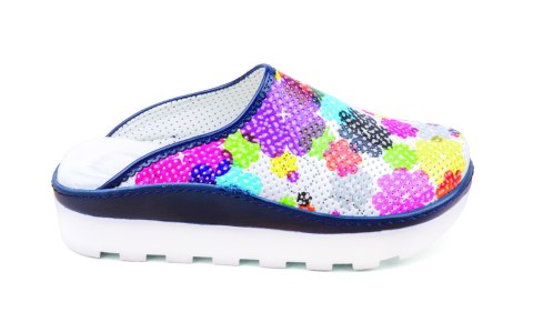 CARINE LUX SABO ROZM. 36 Trepy dla medyków, chodaki perforacja, kolorowa mozaika, 040