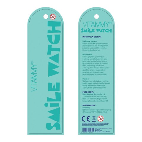 VITAMMY SMILE WATCH TURKUSOWY Zegarek dla dzieci, silikonowy, z kalendarzem i godziną