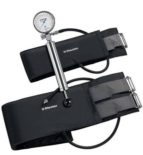 RIESTER 5255 Komprimeter - opaska uciskowa do amputacji, metalowa pompka, 2 mankiety