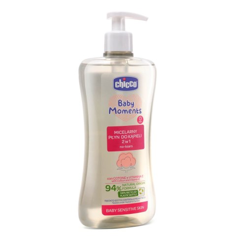 CHICCO BABY MOMENTS 0M+ 500 ml Micelarny płyn do kąpieli 2w1, z witaminą E i olejkiem