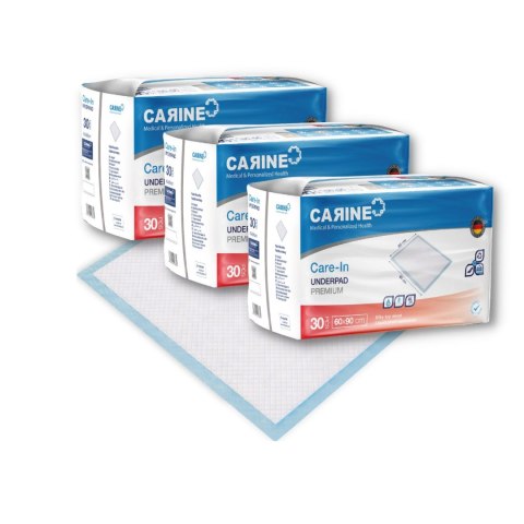 CARINE 60 x 90 cm Podkłady dla dorosłych jednorazowe chłonne, nieb., 1000 ml, 90 szt.
