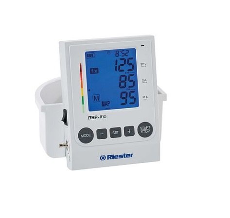 RIESTER RBP-100 Ciśnieniomierz elektroniczny biurkowy, z koszem, 2 mankiety