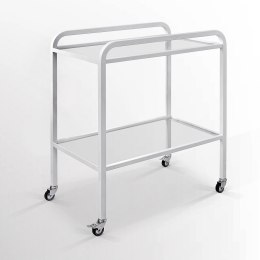 UBM SZ Stolik zabiegowy na kółkach, półki ze szkła hartowanego i kółkami z blokadą