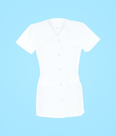 STELO ROZM. XL Tunika rozpinana damska, biała, z lamówką, 88020/WHTT/XL