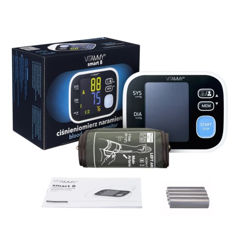 VITAMMY SMART 8 Ciśnieniomierz naramienny, wykrywanie arytmii, pamięć 2x60