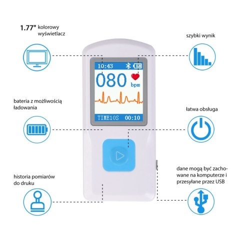 CONTEC PM10 Przenośny monitor EKG, z Bluetooth i aplikacją mobilną