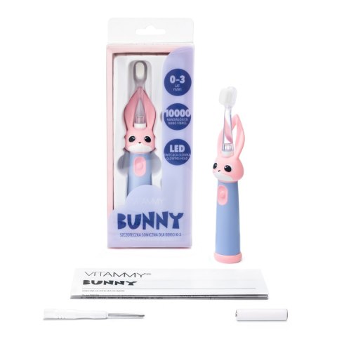 VITAMMY BUNNY PINK Szczoteczka soniczna dla dzieci 0-3 lata, LED, nanowłókna