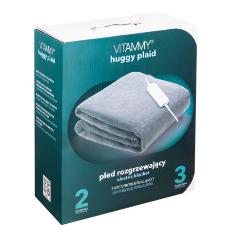VITAMMY HUGGY PLAID 180X130 DARKGREY Pled rozgrzewający elektryczny z pilotem