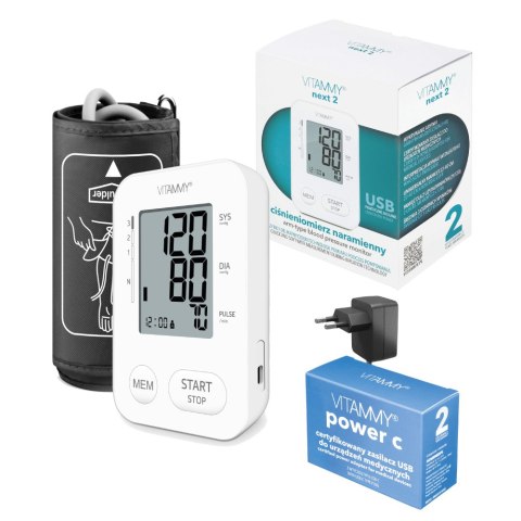 VITAMMY NEXT 2 + POWER C Zestaw - ciśnieniomierz naramienny z szybkim pomiarem