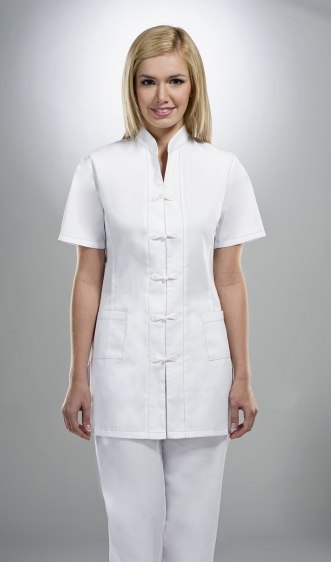 STELO ROZM. 34 Bluza medyczna rozpinana ze stójką, biała, 71501/WHTH/34