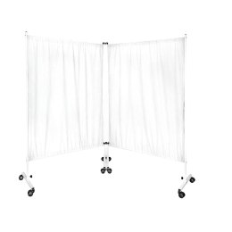 UBM PM-2 BIAŁY Parawan dwuskrzydłowy bawełniany, metalowy, mobilny, 170 x 202 cm
