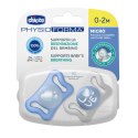 CHICCO PHYSIO MICRO 0-2M Smoczek silikonowy, do uspokajania, niebieski, 2 szt.