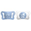 CHICCO PHYSIO MICRO 0-2M Smoczek silikonowy, do uspokajania, niebieski, 2 szt.
