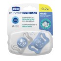 CHICCO PHYSIO MICRO 0-2M Smoczek silikonowy, do uspokajania, niebieski, 2 szt.