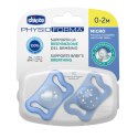 CHICCO PHYSIO MICRO 0-2M Smoczek silikonowy, do uspokajania, niebieski, 2 szt.