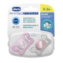 CHICCO PHYSIO MICRO 0-2M Smoczek uspokajający silikonowy, różowy, 2 szt.