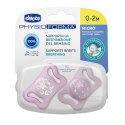 CHICCO PHYSIO MICRO 0-2M Smoczek uspokajający silikonowy, różowy, 2 szt.