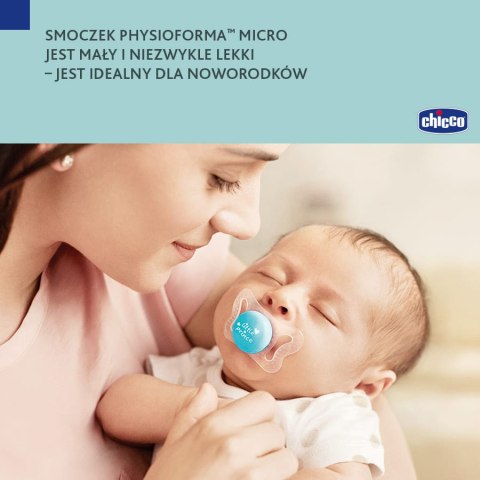 CHICCO PHYSIO MICRO 0-2M Smoczek uspokajający silikonowy, różowy, 2 szt.