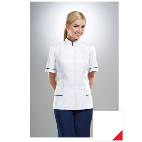 STELO ROZM. 42 Bluza medyczna rozpinana ze stójką, czerwone wstawki, 71026C/WHTH/42