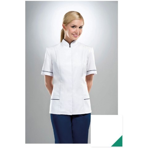 STELO ROZM. 34 Bluza medyczna rozpinana ze stójką, zielone wstawki, 71026Z/WHTH/34