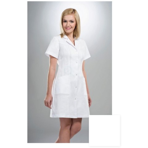 STELO ROZM. XXS Fartuch medyczny damski długi z krótkim rękawem, 70031/WHTH/XXS