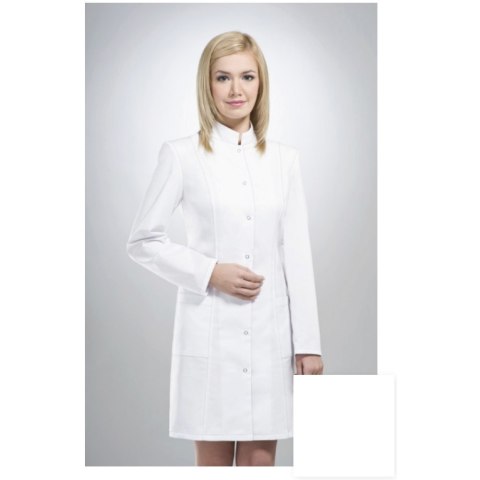 STELO ROZM. XXS Fartuch medyczny damski długi ze stójką, biały, 70018/WHTH/XXS