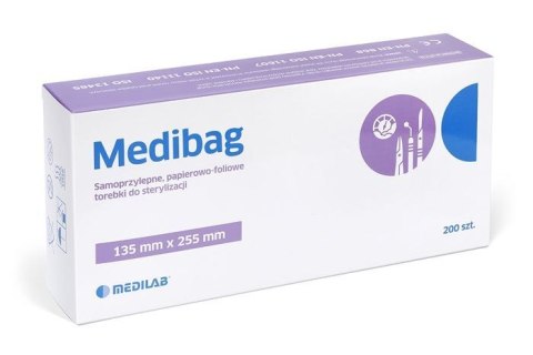 MEDILAB MEDIBAG 135 x 255 mm Torebki samoprzylepne do sterylizacji, 200 szt.