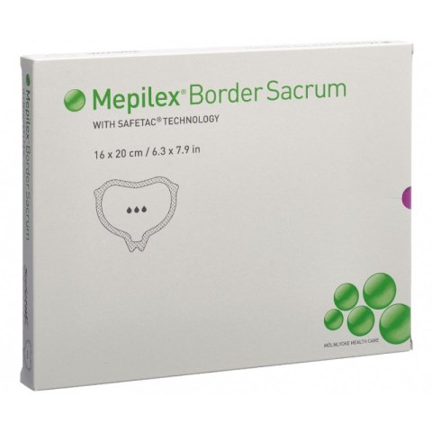 MÖLNLYCKE MEPILEX BORDER SACRUM 16x20 cm Opatrunek na okolice kości krzyżowej, 5 szt.