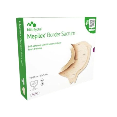 MÖLNLYCKE MEPILEX BORDER SACRUM 22x25 cm Opatrunek na okolice kości krzyżowej, 5 szt.