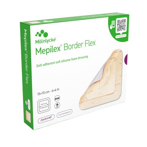 MÖLNLYCKE MEPILEX BORDER FLEX 15 x 15 cm Opatrunek chłonny piankowy, 5 szt.