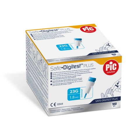 PIC SAFE DIGITEST PLUS 23G 1,8 mm Nakłuwacze bezpieczne, 100 szt.