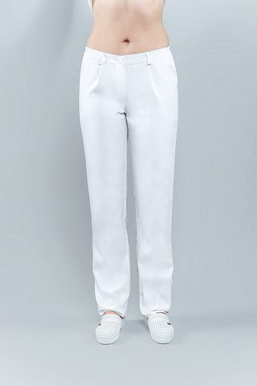 STELO ROZM. 34 Spodnie medyczne damskie klasyczne, białe, 75001/WHTH/34