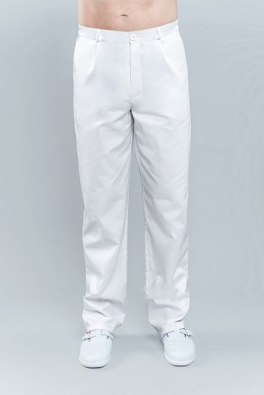 STELO ROZM. 44 Spodnie medyczne męskie klasyczne, białe, 76001/WHTH/44