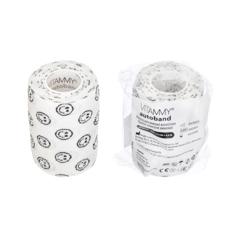 VITAMMY AUTOBAND BIAŁE BUŹKI 7,5cm x 450cm Elastyczny bandaż kohezyjny samoprzylepny