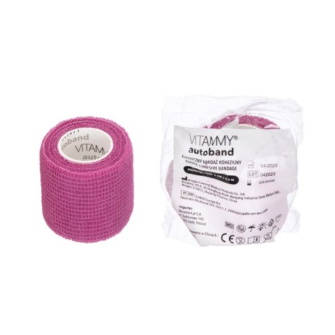 VITAMMY AUTOBAND RÓŻOWY 5cm x 450cm Elastyczny bandaż kohezyjny samoprzylepny