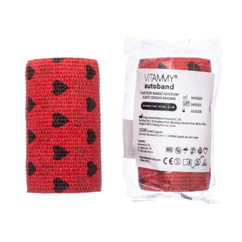 VITAMMY AUTOBAND SERDUSZKA CZARNE 10cmx450cm Elastyczny bandaż kohezyjny samoprzylepny