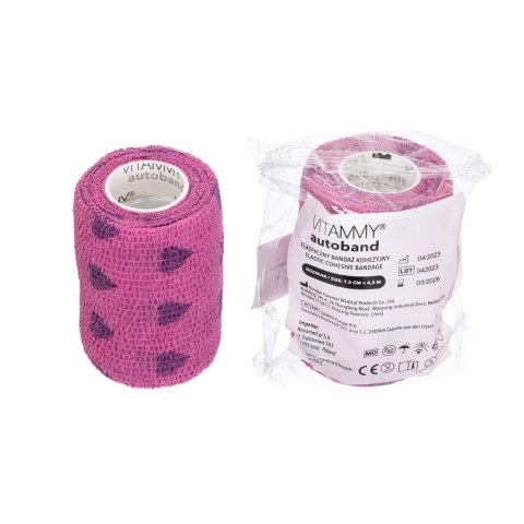 VITAMMY AUTOBAND SERDUSZKA FIOLET 7,5cmx450cm Elastyczny bandaż kohezyjny samoprzylepny