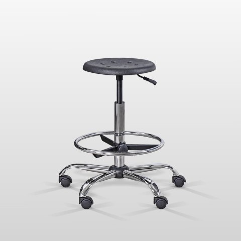 UBM T-POL 1 CZARNY Taboret z podnóżkiem, regulacja 59-78 cm, siedzisko piankowe