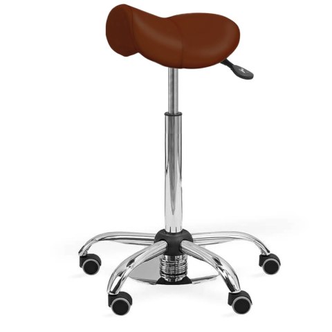 UBM ERGO STS BRĄZOWY 09 Taboret medyczny siodłowy tapicerowany z podnóżkiem